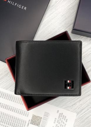 Чоловічий гаманець із натуральної шкіри чорний tommy hilfiger у фірмовому пакованні