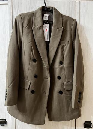 Двобортний піджак блейзер жакет коричневий холодний відтінок8 фото