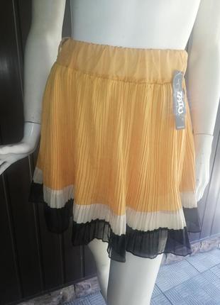 Шифоновая юбка в цвете горчица2 фото