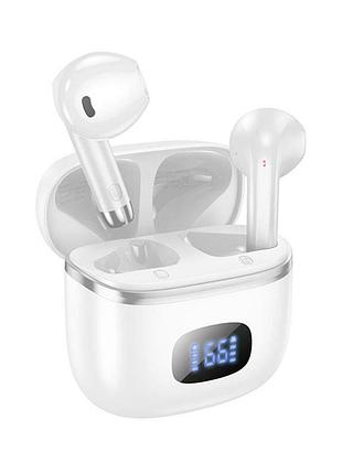 Наушники беспроводные bluetooth 5.3 hoco eq1 music guide true wireless white