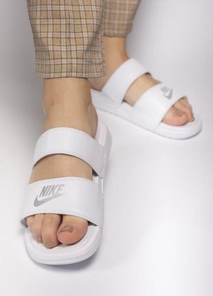 Тапки nike benassi duo ultra side white тапочки3 фото