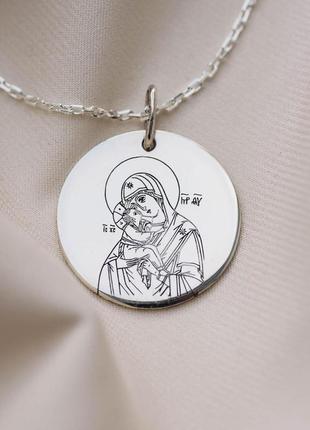 Серебряный кулон "икона божьей матери с 
иисусом" 132724бож3 фото