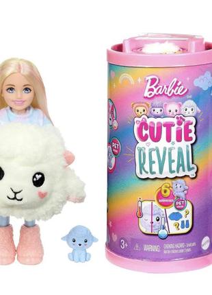 Набори барбі barbie cutie reveal chelsea doll. оригінал. собачка пудель poodle, лев lion, рожевий ведмедик teddy bear , овечка.2 фото