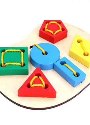Подарочный набор jooki "геометрическая, кольцевая пирамида" развивающие игрушки.4 фото
