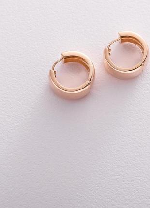 Золотые серьги - кольца без камней с016772 фото
