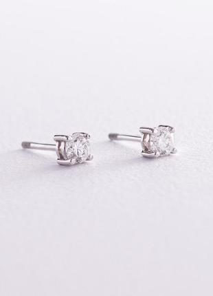 Золоті сережки — пусети з діамантами 
б0393