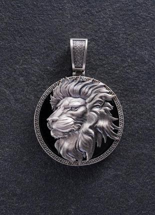 Срібний кулон "лев" (онікс) 12511 фото