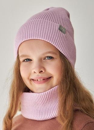 3294 теплый зимний комплект для девочки шапка и снуд тм vertex размер 50-56