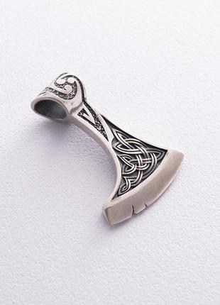 Срібний кулон "топор зі щитом іггдрасилья, 
кельтським амулетом спокою" 70469 фото