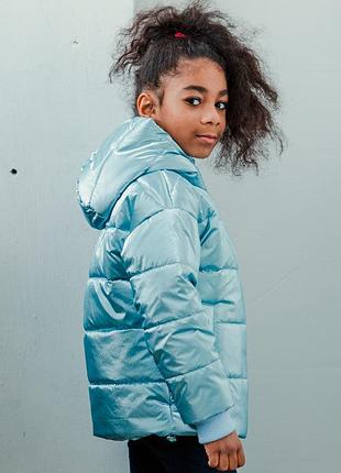Демисезонная детская куртка для девочки в голубом цвете 164 см.