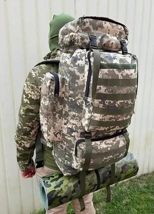 Армійський тактичний рюкзак 80л-85л пиксель зсу розширення міцний рюкзак військовий речовий похідний ранець