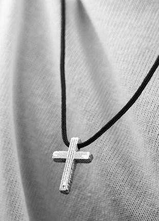 Православний срібний хрест "відче наш" 
на шнурку 1812724 фото