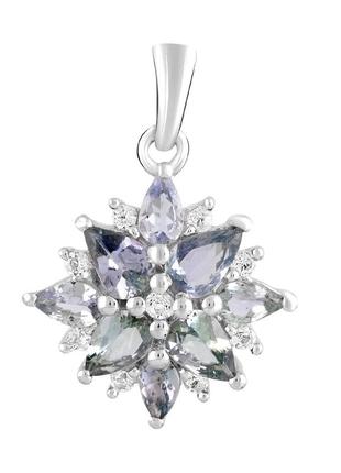 Серебряная подвеска komilfo с танзанитом 2.46ct, топазом белым (2115151)