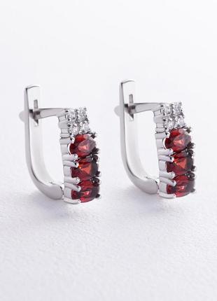 Серебряные серьги с пиропами и фианитами 
gs-02-063-4110