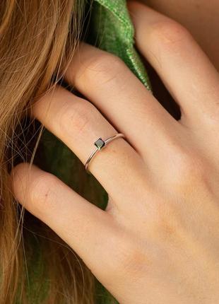 Помоловічне кільце з чорним діамантом (біле золото) 236331122