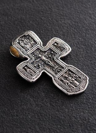 Серебряный православный крест "распятие 
христово. икона божией матери "толгская" 1330063 фото