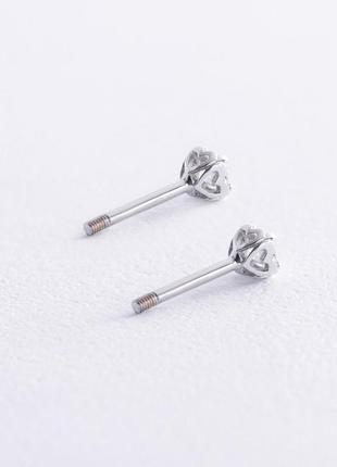 Золоті сережки — пусети "сердечка" з діамантами 
б0394