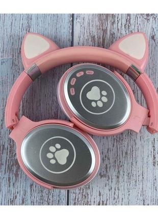 Cat ear sp-25 беспроводные наушники с ушками с подсветкой розовые3 фото