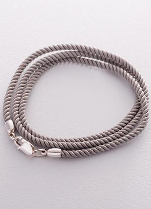 Шелковый серый шнурок с серебряной застежкой 
185205 фото
