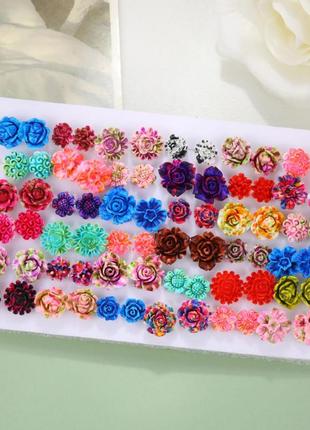32 пары сережек: комплект комбинированных сережек, украшения для девушек, серьги в виде цветов