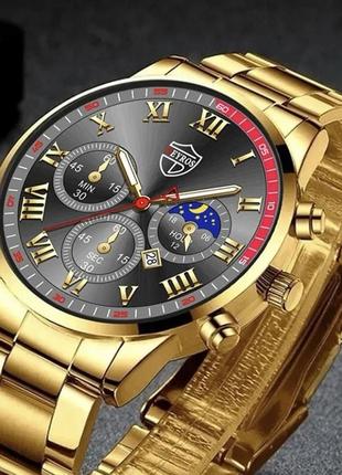 Подарунковий набір для чоловіків: наручний годинник з стильним браслетом - діам. 4,2 см, довж. 22 см, шир рем 2 см, без коробки.2 фото