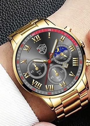 Подарунковий набір для чоловіків: наручний годинник з стильним браслетом - діам. 4,2 см, довж. 22 см, шир рем 2 см, без коробки.5 фото