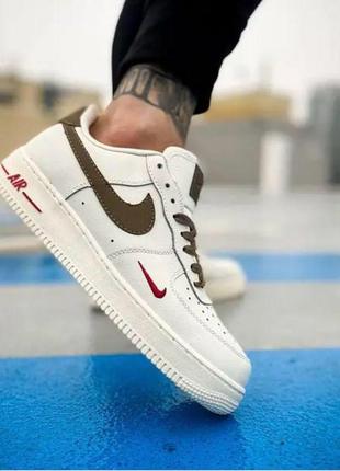 Чоловічі кросівки nike air force 1 low essential beige brown , чоловічі найк аір форс 1 бежеві повсякденні