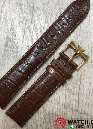 Шкіряний ремінець для наручного годинника. 20 мм. коричневий. patek.