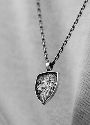 Срібний кулон "лев" (можлива індивідуальна 
гравіювання) 71114 фото