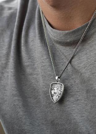Серебряный кулон "лев" (возможна индивидуальная гравировка) 7111
