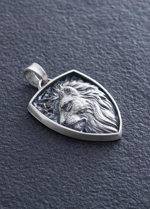 Серебряный кулон "лев" (возможна индивидуальная гравировка) 7111