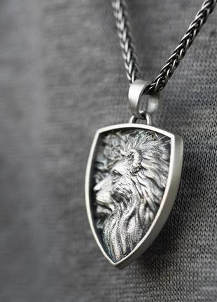 Серебряный кулон "лев" (возможна индивидуальная гравировка) 7111