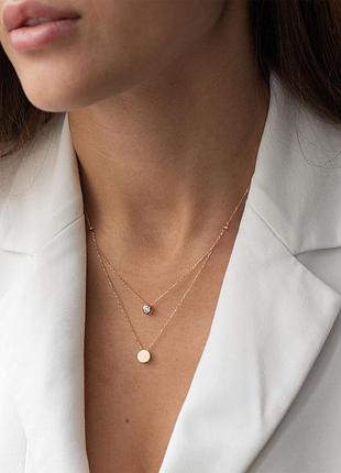 Кольє "маленький круг" з одним фіанітом 
(червоне золото) кол01719