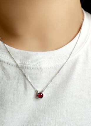 Серебряное колье amari с натуральным рубином 0.71ct, вес изделия 2,26 гр (2126645) 450480 размер3 фото