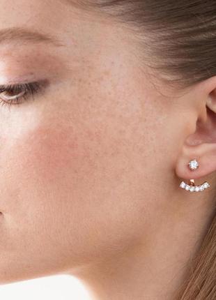 Серьги - джекеты в красном золоте (фианиты) с04110