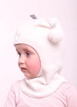 Шапка-шолом для дівчинки beezy молочний 54-56 см (5-10 років)3 фото