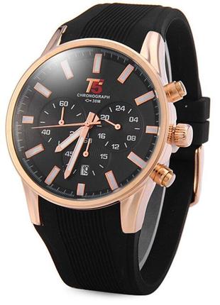 Мужские наручные часы с каучуковым ремешком t5 противоударные хронограф с оригинальной уапаковкой