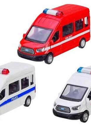 Металлическая модель машины ford transit police 1:52 автопром 4373 полиция, скорая, пожарная