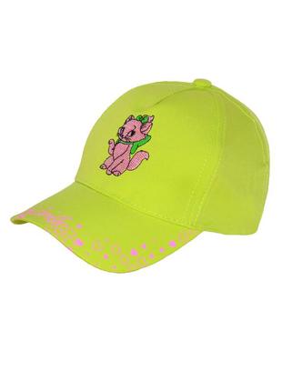 Кепка девочкам 6-24 месяцев с нашивкой кошечка салатовая