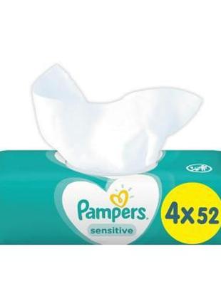 Детские влажные салфетки pampers sens 4x52 (8001841062624)2 фото