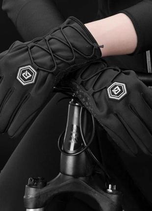 Полнопалые влагозащитные перчатки rockbros s077-6 черный6 фото