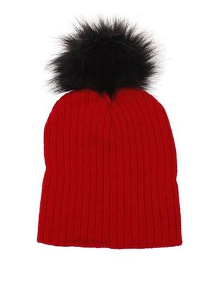 Шапка демисезонная с помпоном для девочки 1-3 года