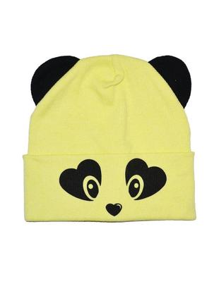 Шапка дитяча дівчаткам 1-3 роки демісезонна з малюнком 48/50