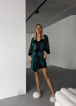Жіночий якісний турецький комплект халат і нічна сорочка тканина шовк сатин виробник coccolarsi3 фото