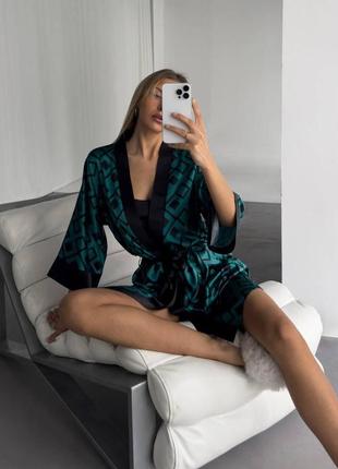 Жіночий якісний турецький комплект халат і нічна сорочка тканина шовк сатин виробник coccolarsi4 фото