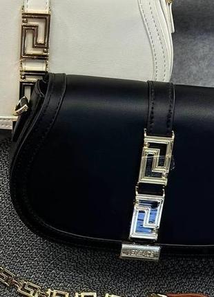 Шкіряна сумка versace чорна, сумка версаче, крос-боді, cross body, сумка на плече, брендова сумка, клатч