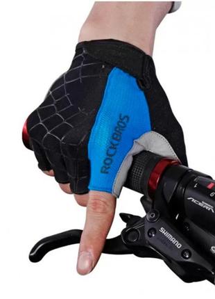 Беспалые перчатки rockbros s109 синий с черным4 фото
