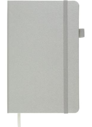 Книга записная buromax etalon 125x195 мм 96 листов в точку обложка из искусственной кожи серебряная2 фото
