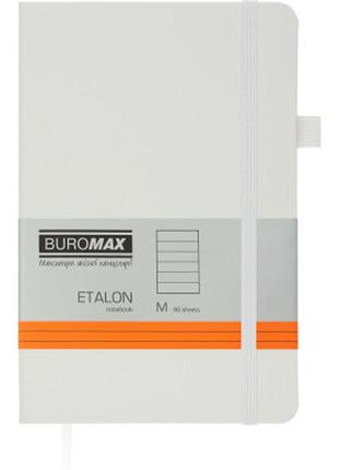 Книга записная buromax etalon 125x195 мм 96 листов в линию обложка из искусственной кожи белая (bm.291260-12)1 фото