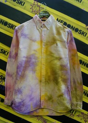 Кастомний сорочка тай-дай tie-dye custom кольорові розводи slim fit